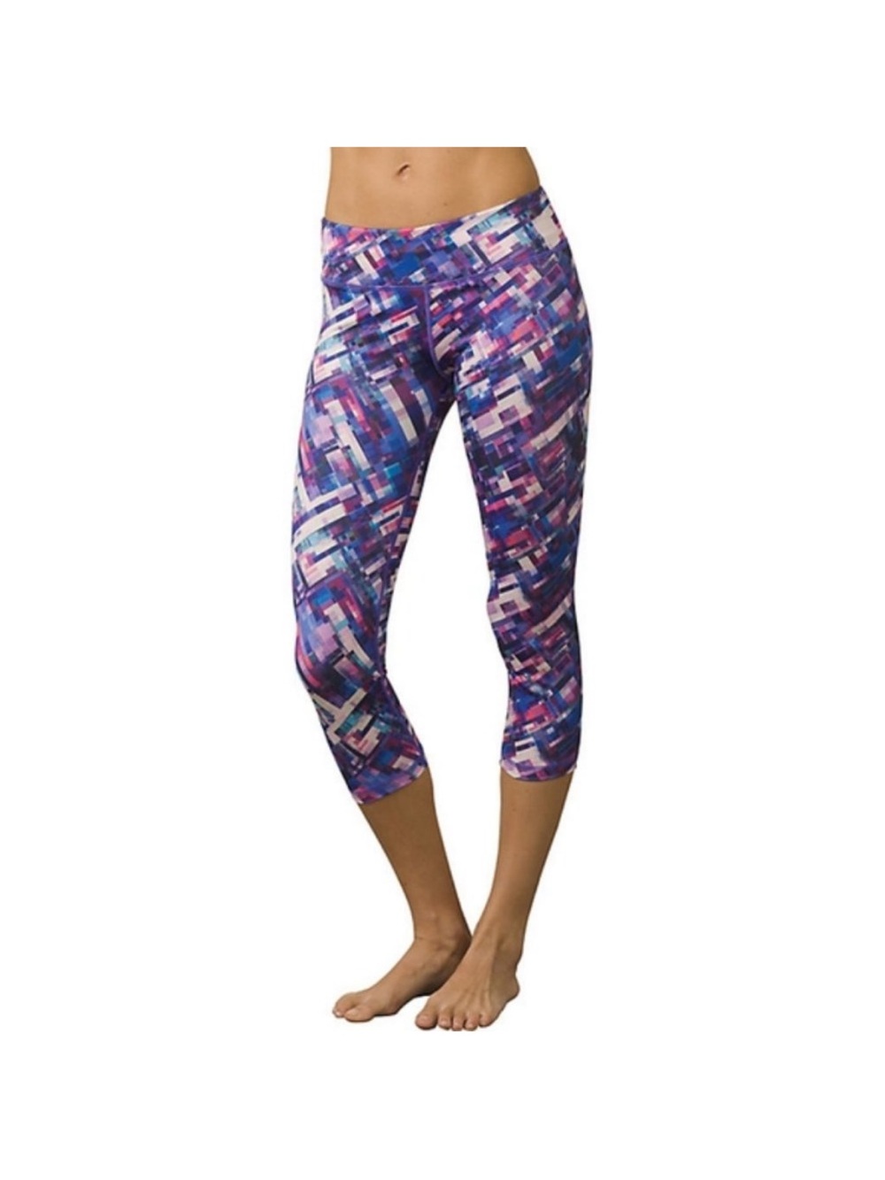 Prana Roxanne Capri Purple & Blue Geo-Print Leggings
